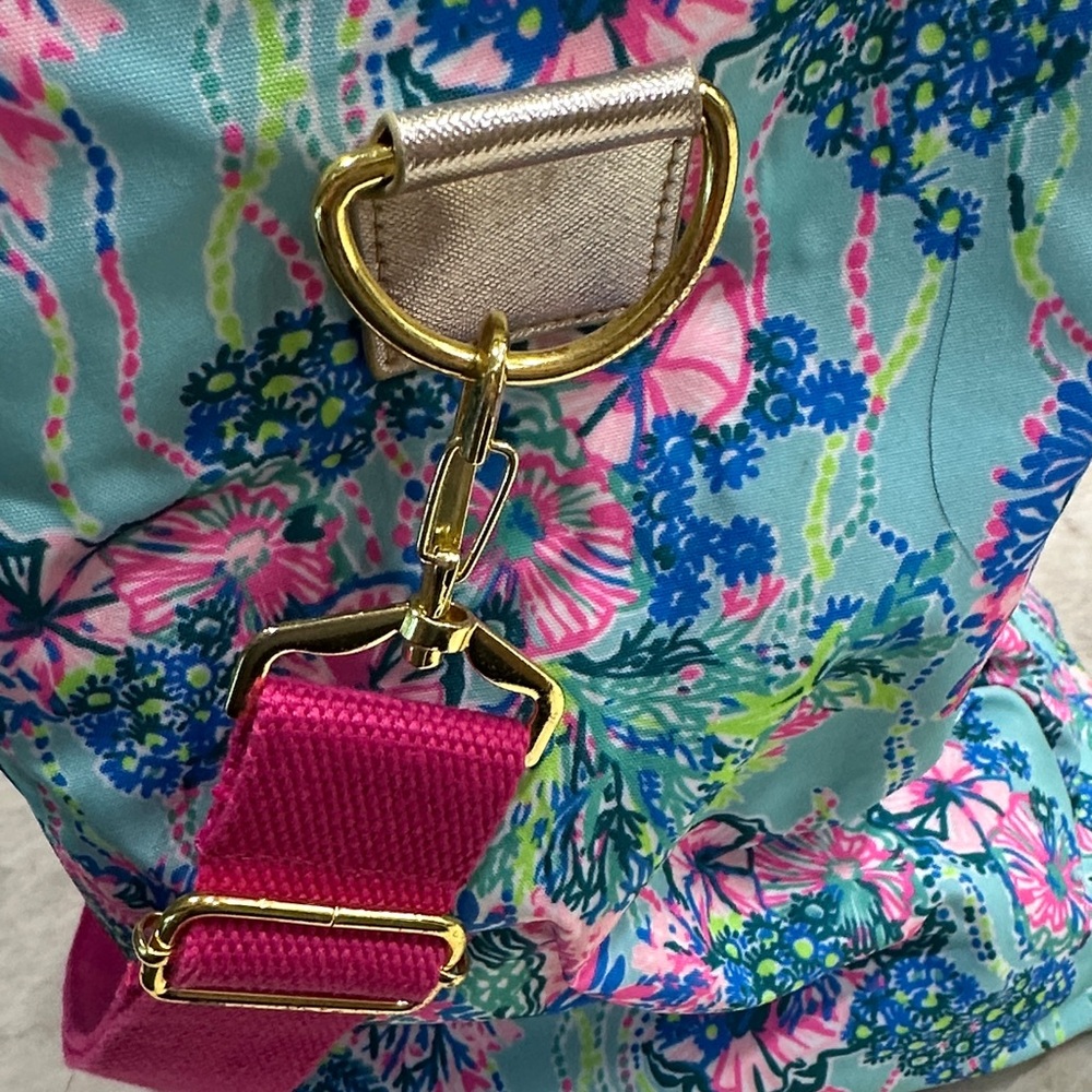 Lilly Pulitzer Insulated Wine Carrier Cooler Bag Canvas Neon Beach You To It - Picture 8 of 11